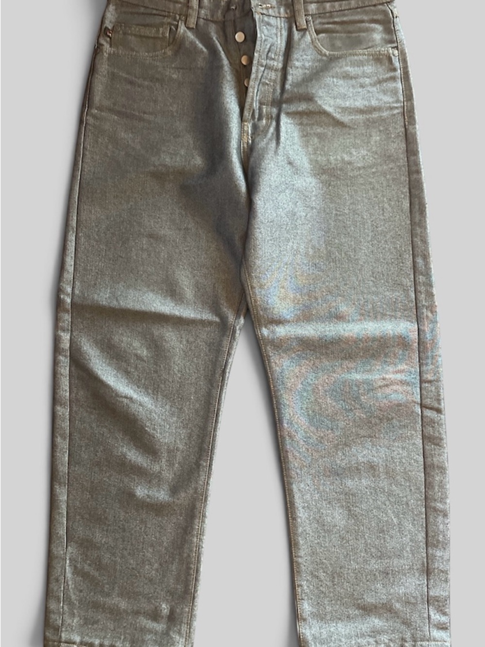 Vintage Men's Metallic Silver Jeans - Stylish Silver Denim